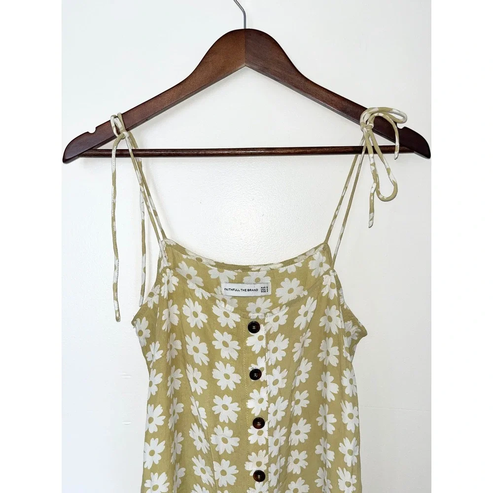 Anthropologie Faithfull the Brand Arrieta Daisy Midi Slit Dress Tie Strap Size 4